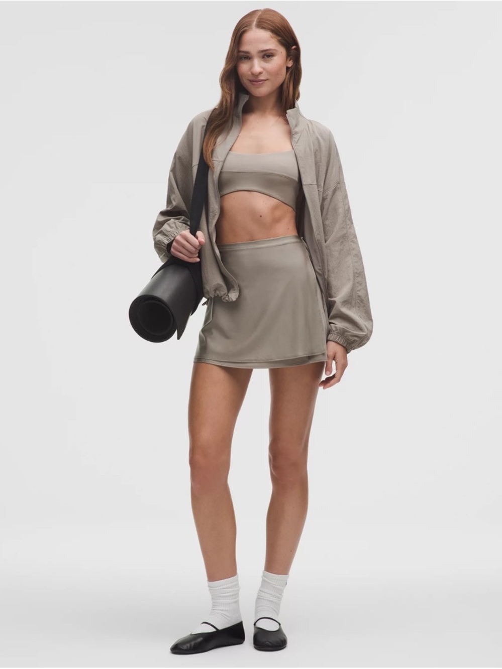 NWT Lululemon Satin Ballet High-Rise Wrap Skirt Warm Ash Grey Size Small